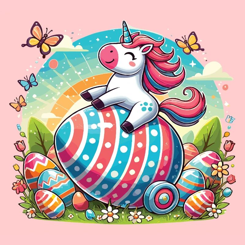 Licorne de Pâques - Conception d’œuf de Pâques coloré