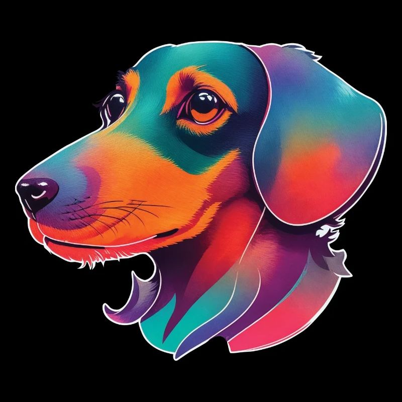 Farbenfrohes Dackel Hunde Kunstwerk