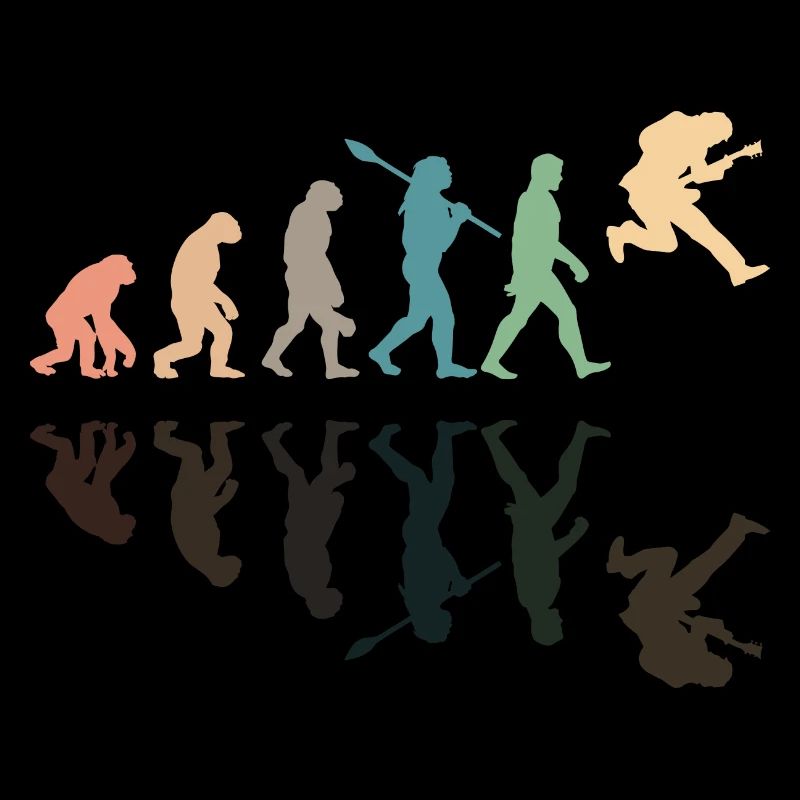 Human Evolution Guitar Band Retro Vintage