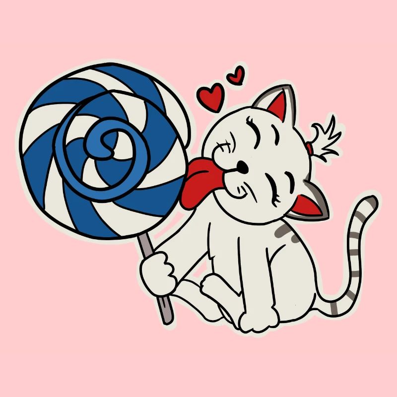 Chat mangeant la sucette