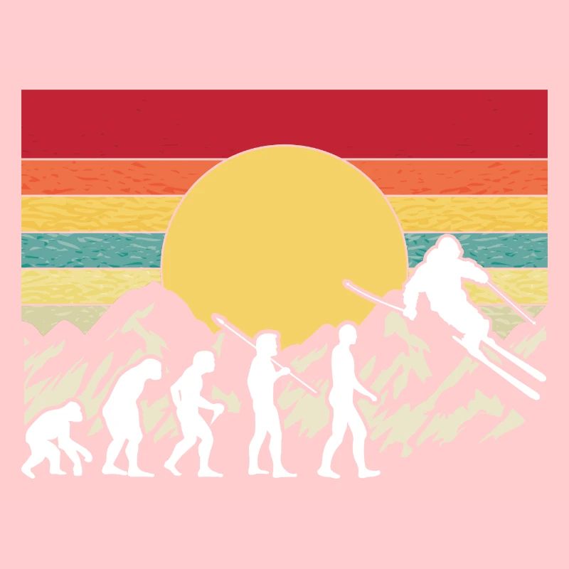 Skiing Evolution Vintag Winter Sport Ski