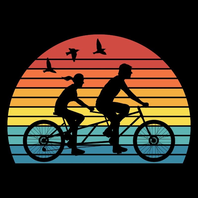 Retro Tandem Bicycle Twin Two-Seater
