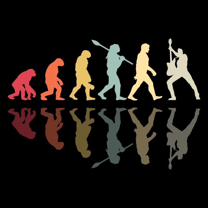 Human Evolution Guitar Band Retro Vintage