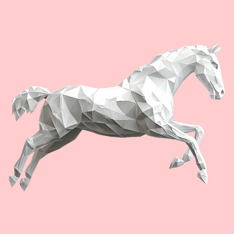 Cheval blanc Low Poly Logo Art Design Moule