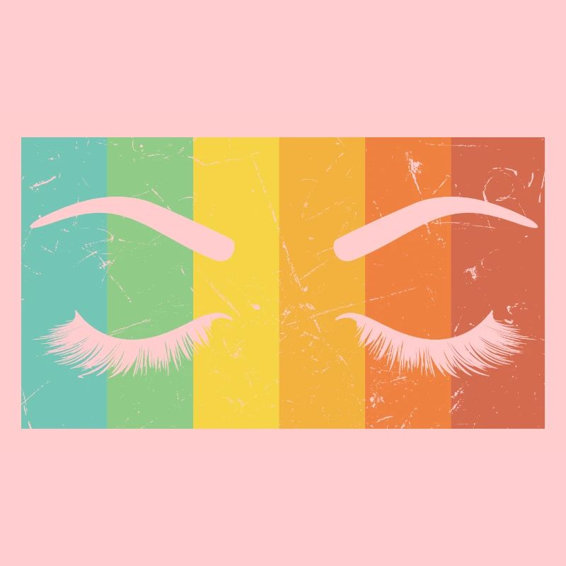 Vintage Artwork Eyelashes Distressed Make Up