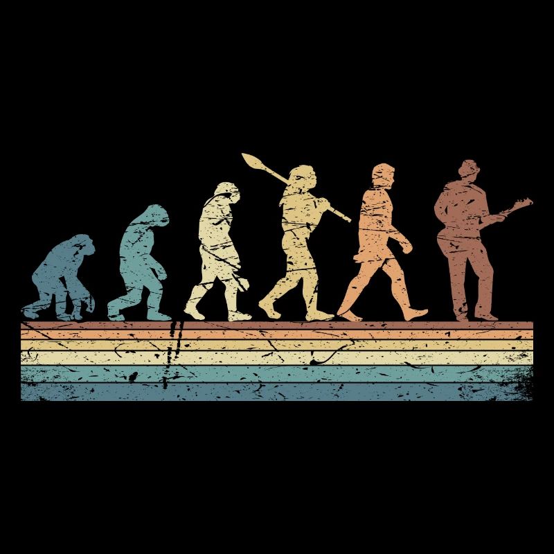 Human Evolution Guitar Band Retro Vintage