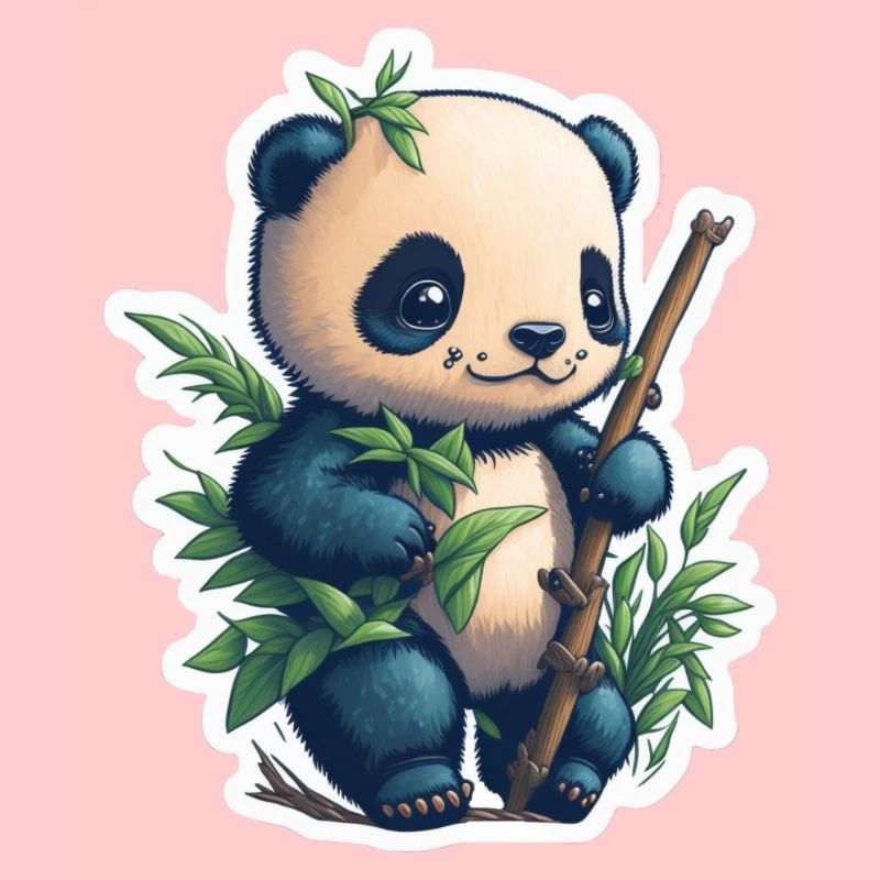 Cute Panda with Bamboo