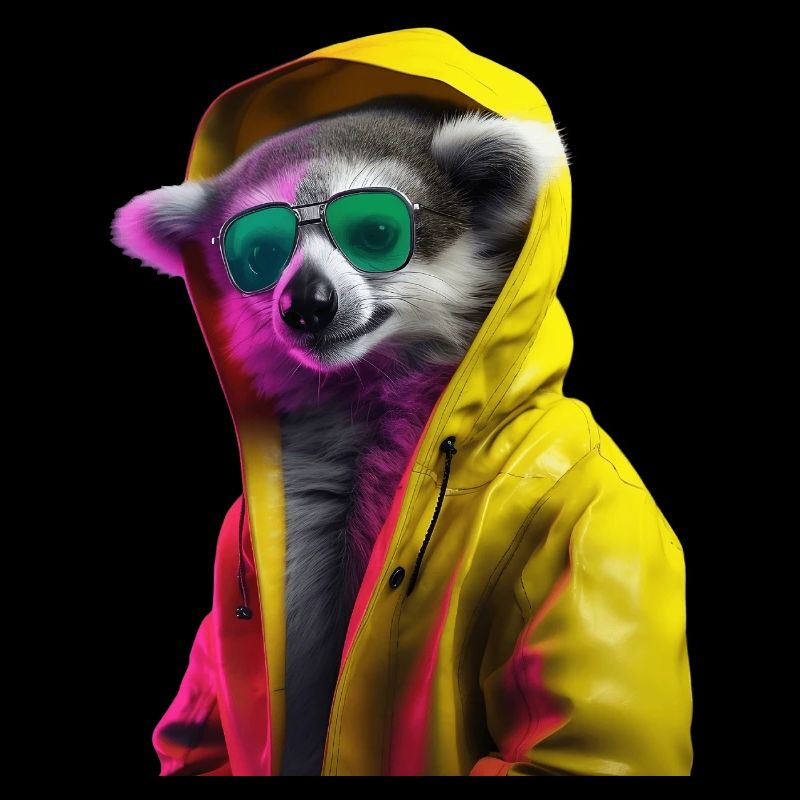 Lemur mit Sonnenbrille Bunt Cooler Katta Waldtier