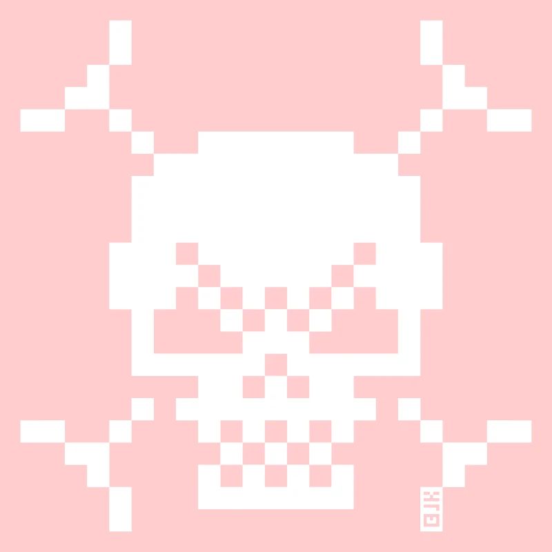 Pixel Skull Small Pixel Art Jolly Roger White