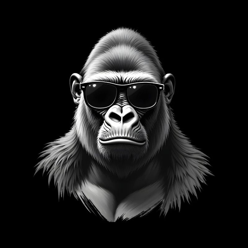 Gorilla mit Sonnenbrille Tier Motiv Kunst Affe