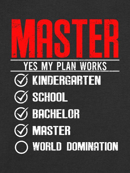 First Master then World Domination Master's Degree