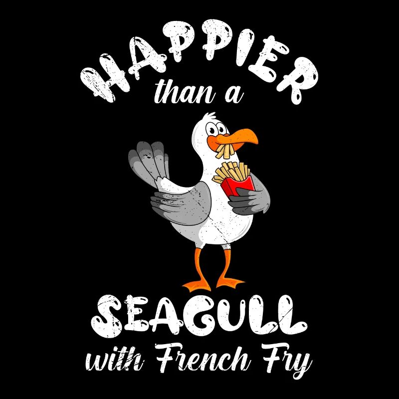 Glücklicher als eine Möwe mit Pommes Möwen