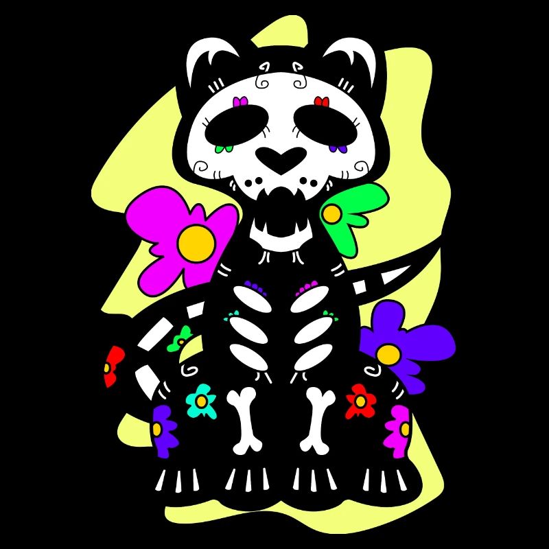 Jour du chat mort avec des fleurs mexicaines