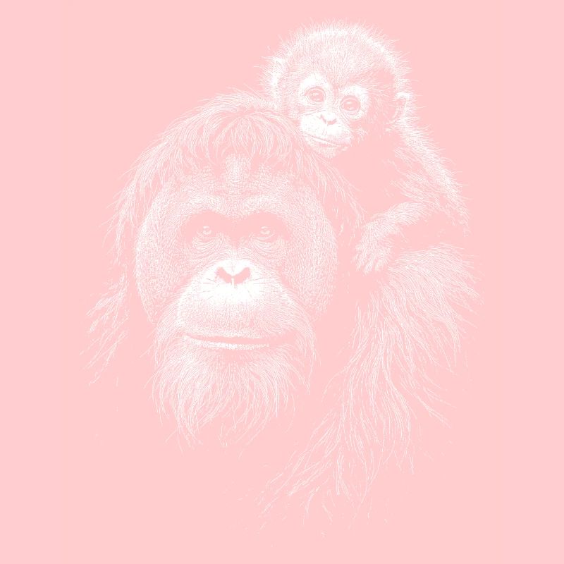 Orangutan Mutter mit Jungem Silhouette