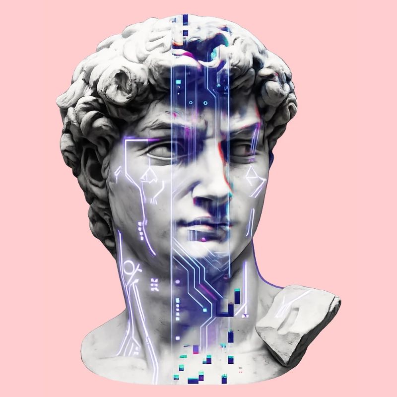 Buste cybernétique classique néon
