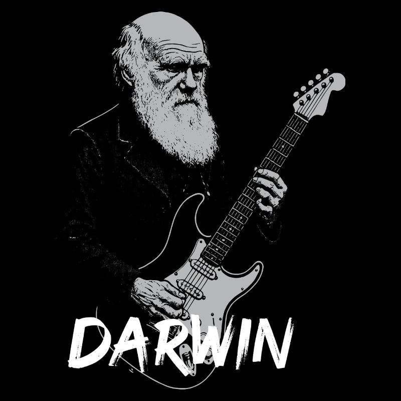 Darwin jouant de la guitare Evolution