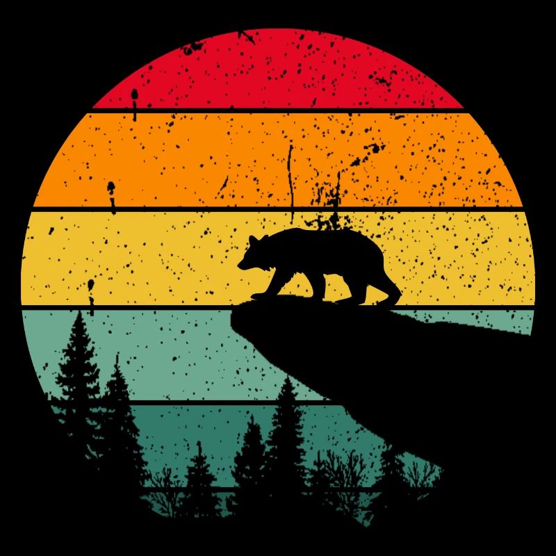 Vintage Retro Bear Comic Wilderness Brown Bear