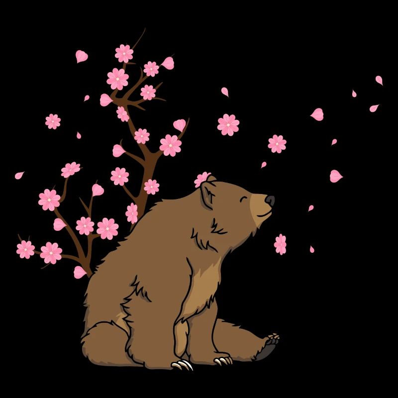 Cherry Blossom Bear Japanese Sakura Flower