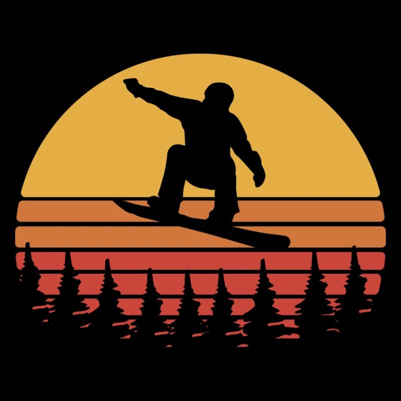 Snowboard Retro Sunset – White & Yellow