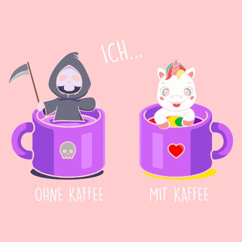 Ich ohne Kaffee Ich mit Kaffee Einhorn Kaffee