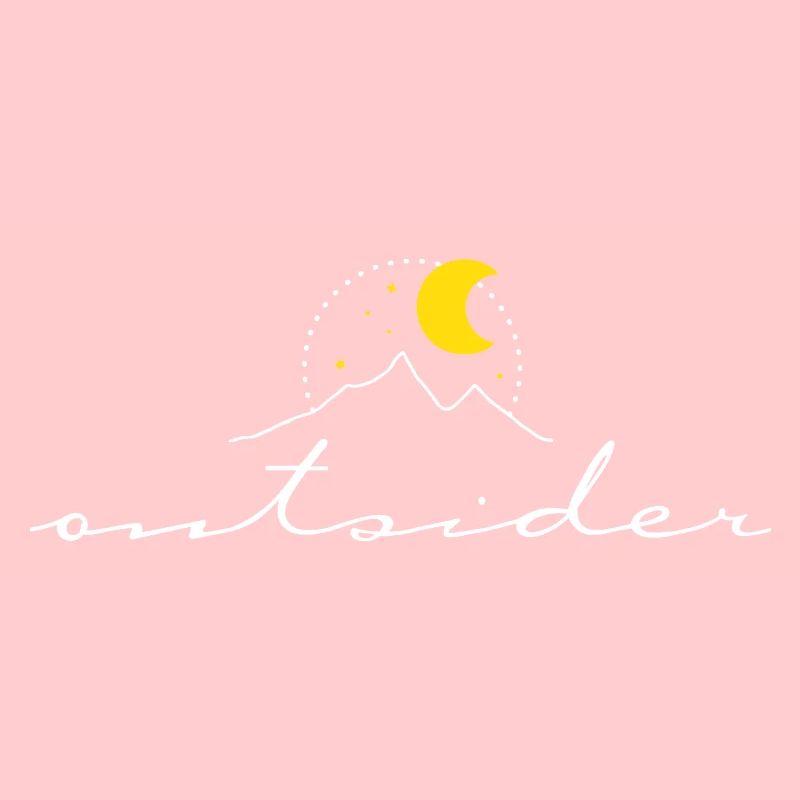 Outsider – minimalist design mountains moon boho