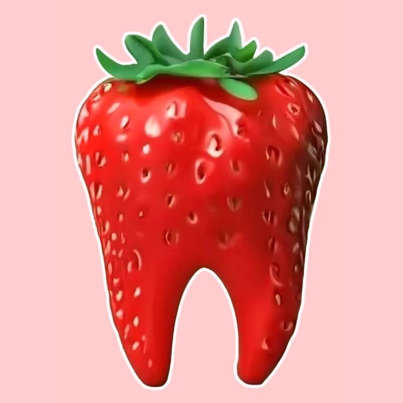 Erdbeere in Form eines Zahns