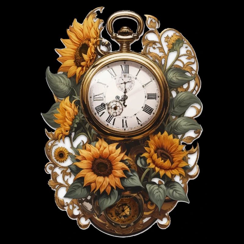 Clock with sunflowers
