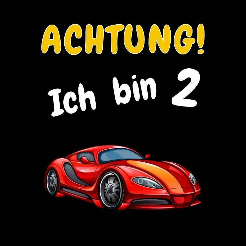 Achtung! Ich bin 2 Auto Geburtstagsshirt 2 Jahre
