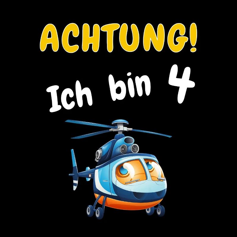 Achtung! Ich bin 4 Hubschrauber Geburtstagsshirt