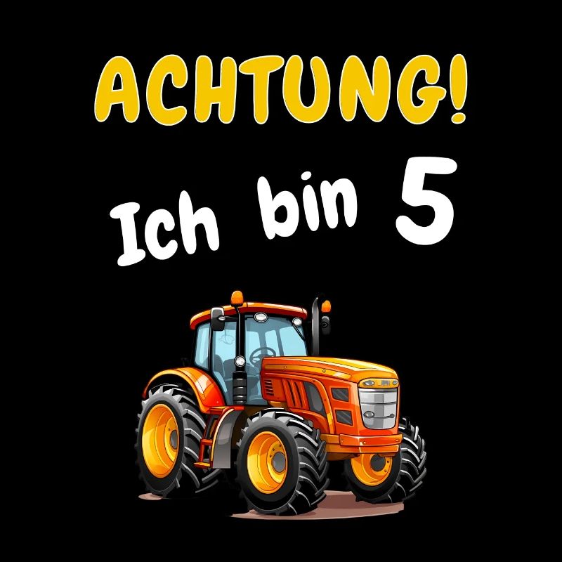 Achtung! Ich bin 5 Traktor Geburtstagsshirt 5 Jahr