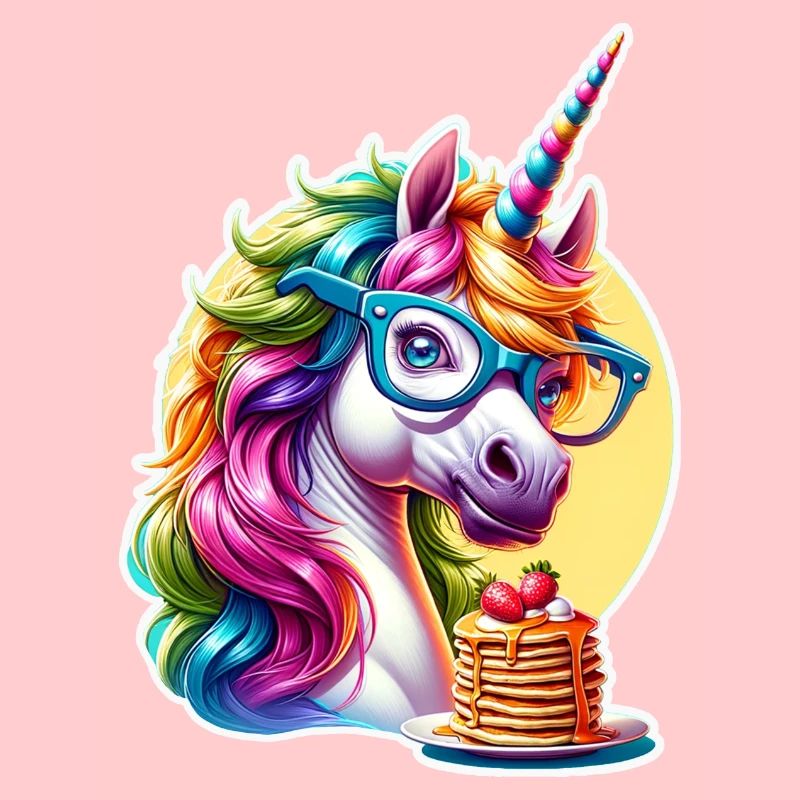 Regenbogen Unicorn mit Brille