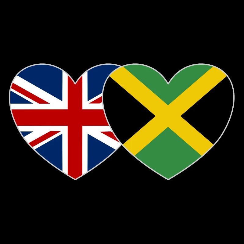 Great Britain Jamaica Flag Heart