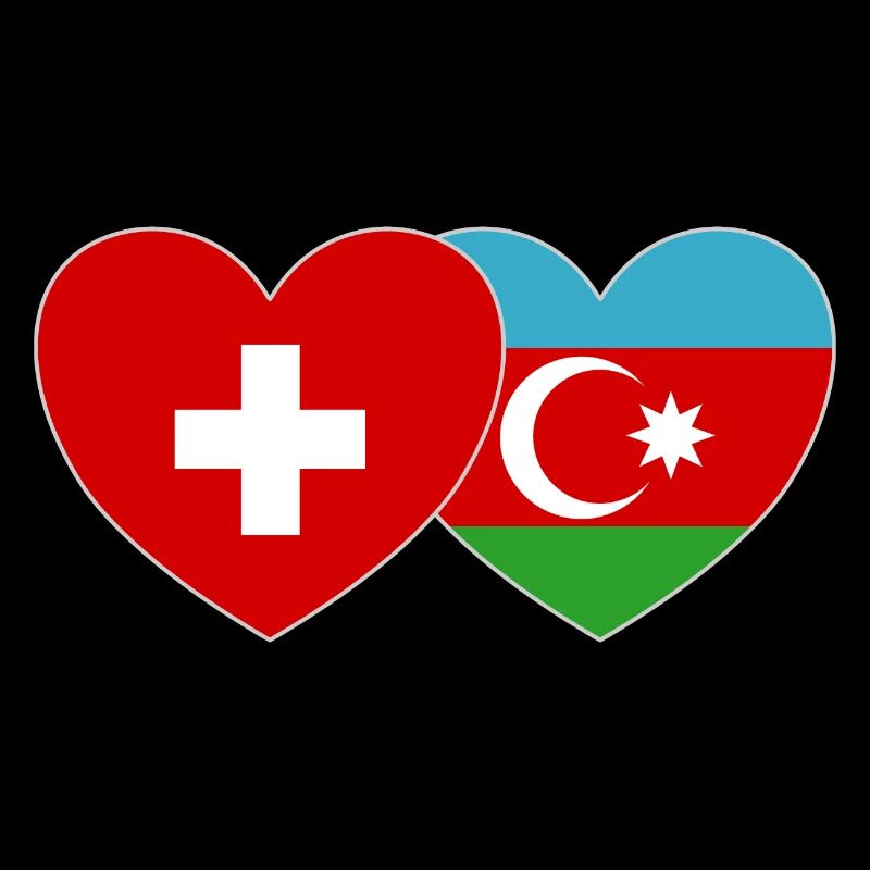 Schweiz Aserbaidschan Flagge Herz