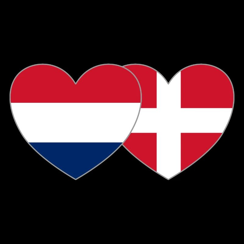 Pays-Bas Danemark Flag Heart