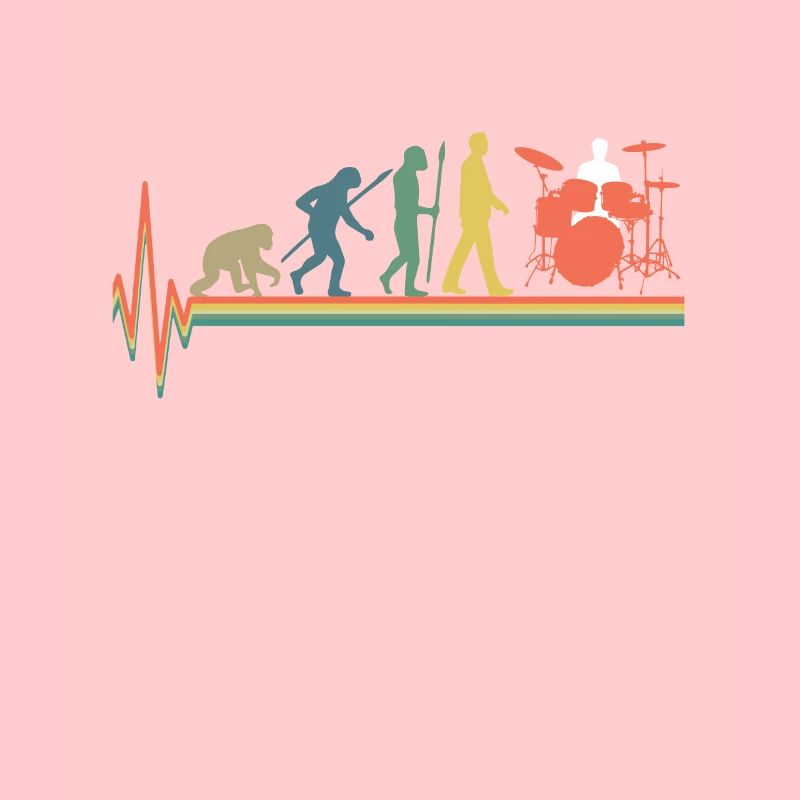 Evolution Drummer Schlagzeug Retro Bunt