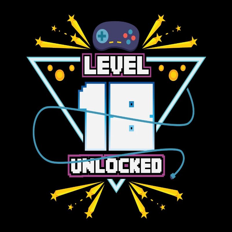 Level Up Gamer Zocker Gaming 18er Nerd Geschenk