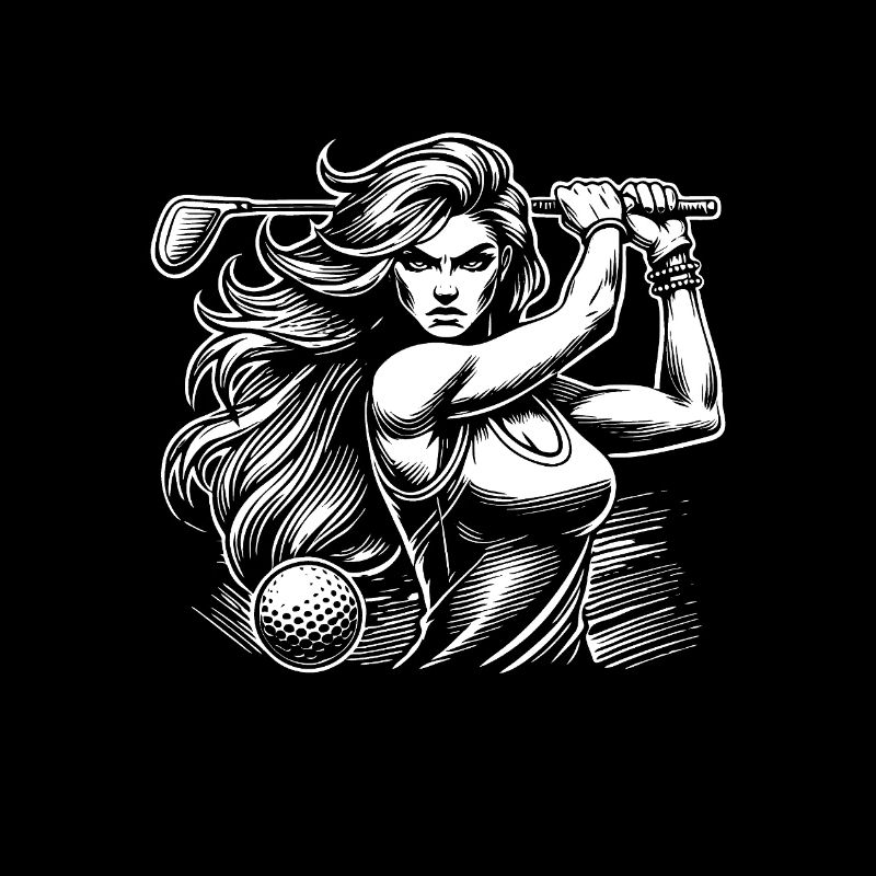 Design de golfeur cool avec une golfeuse attrayante