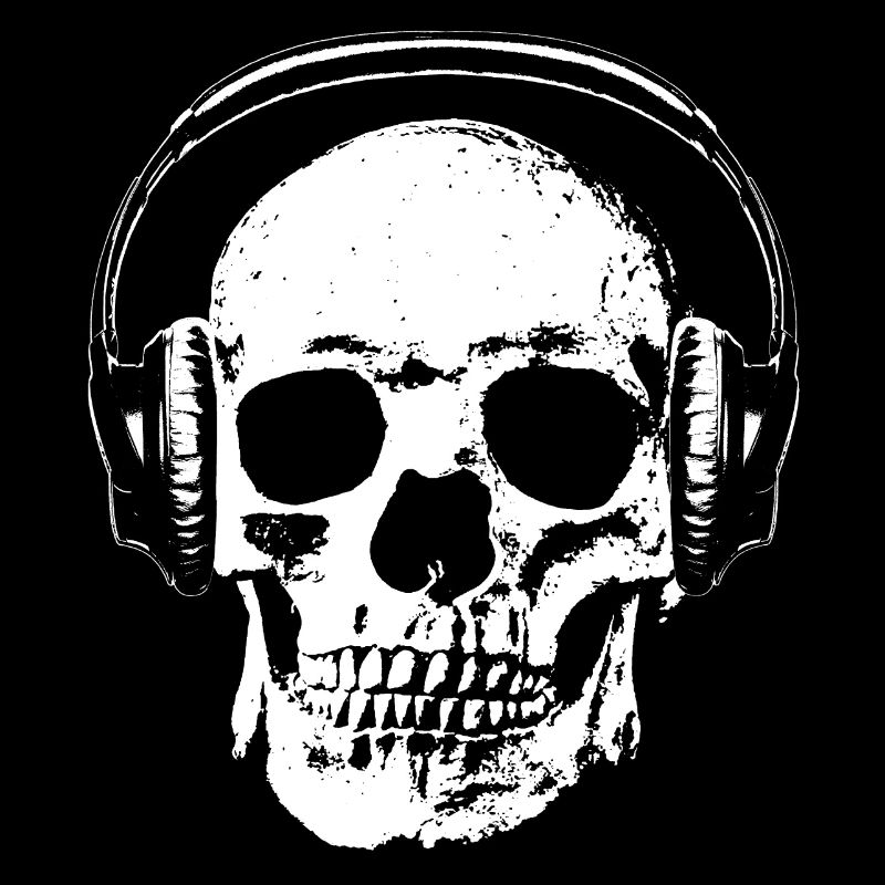 Totenkopf mit Kopfhörer