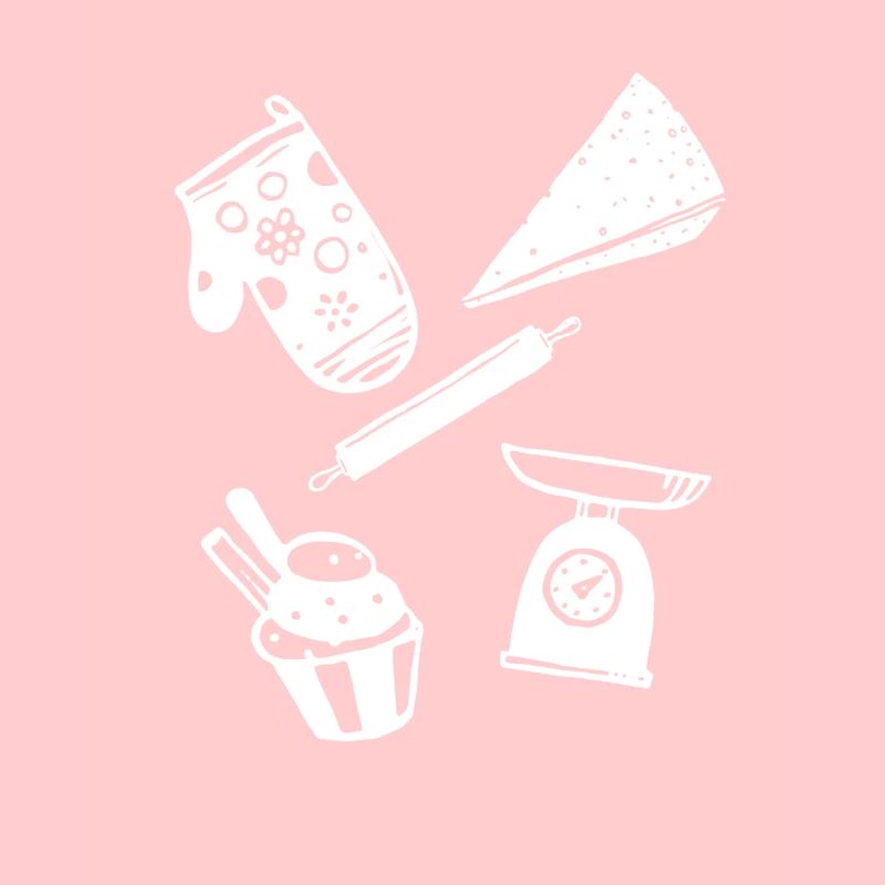 Baking with utensils white