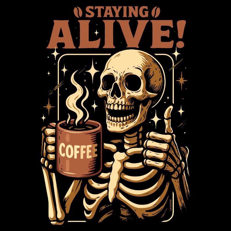 Staying Alive skeleton coffee