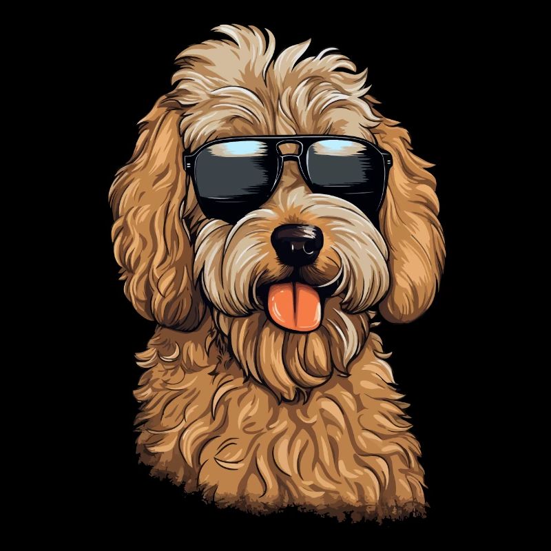 Coole Goldendoodle mit Sonnenbrille
