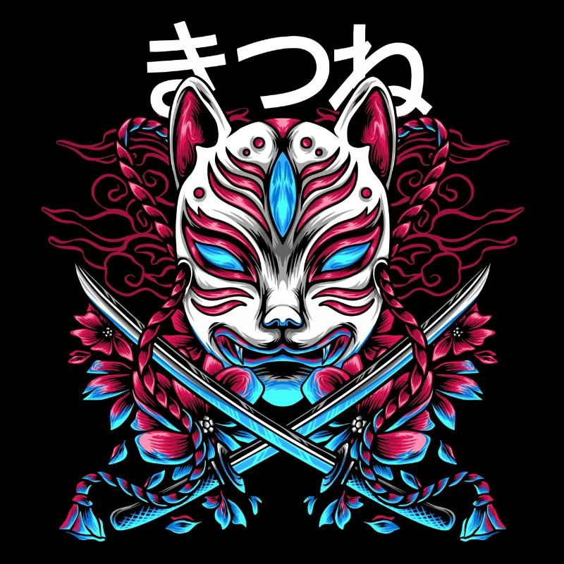 Démon japonais Style de chat avec les épées de Katana