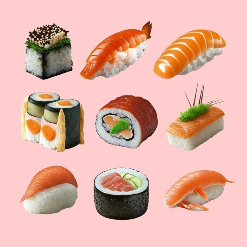 Différentes variantes de sushis