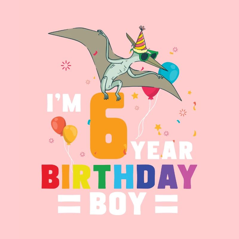 I'm 6 Birthday Boy Pterodactylus 6 Year Old 6th