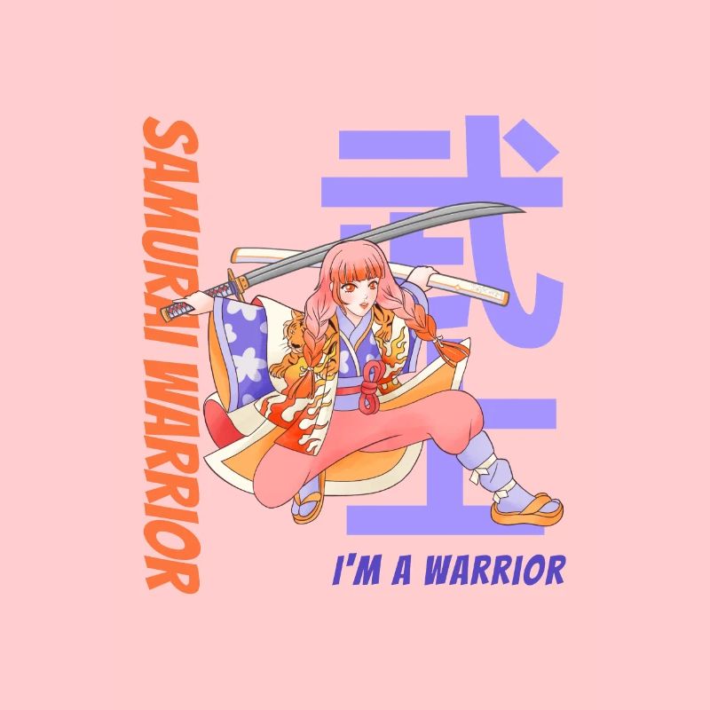 Samurai Warrior. Samurai Girl. Black Version.