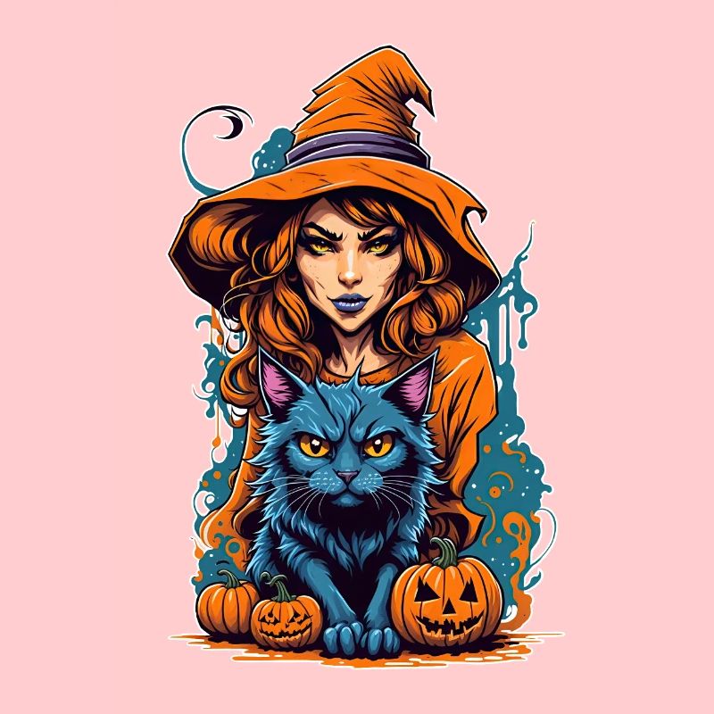 Halloween Hexe Schwarze Katze