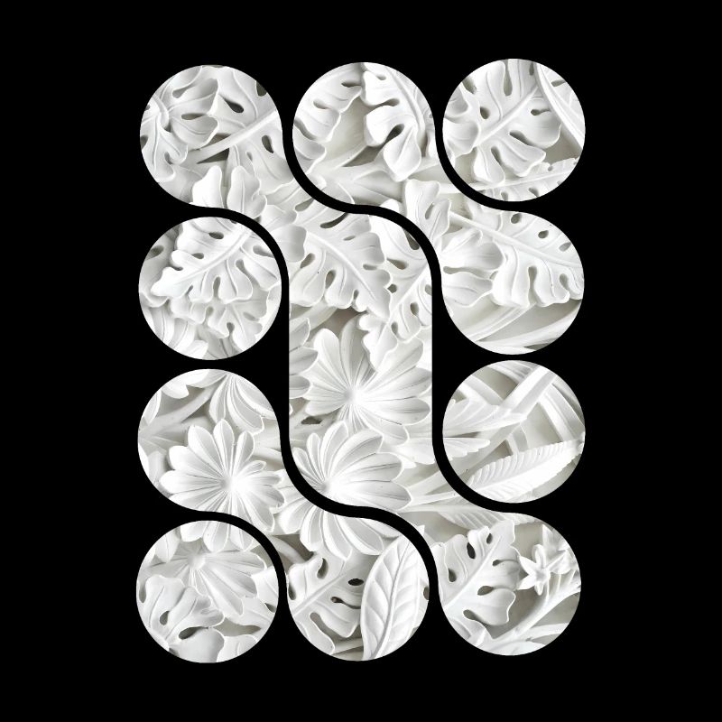 Motifs abstraits de feuilles blanches