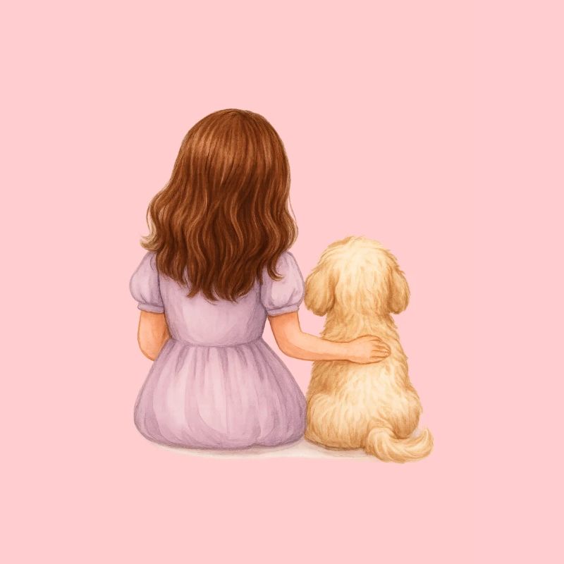 Kleines Mädchen mit Hund