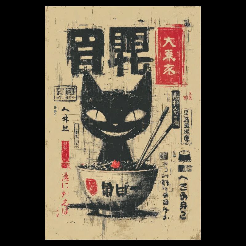 Ramen Katze Poster Kunst