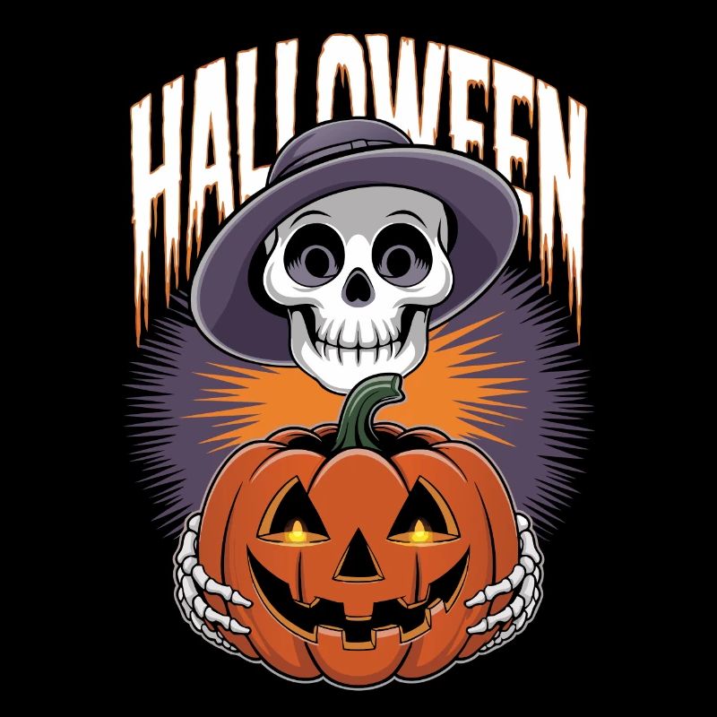 Halloween Skeleton with Lantern Pumpkin